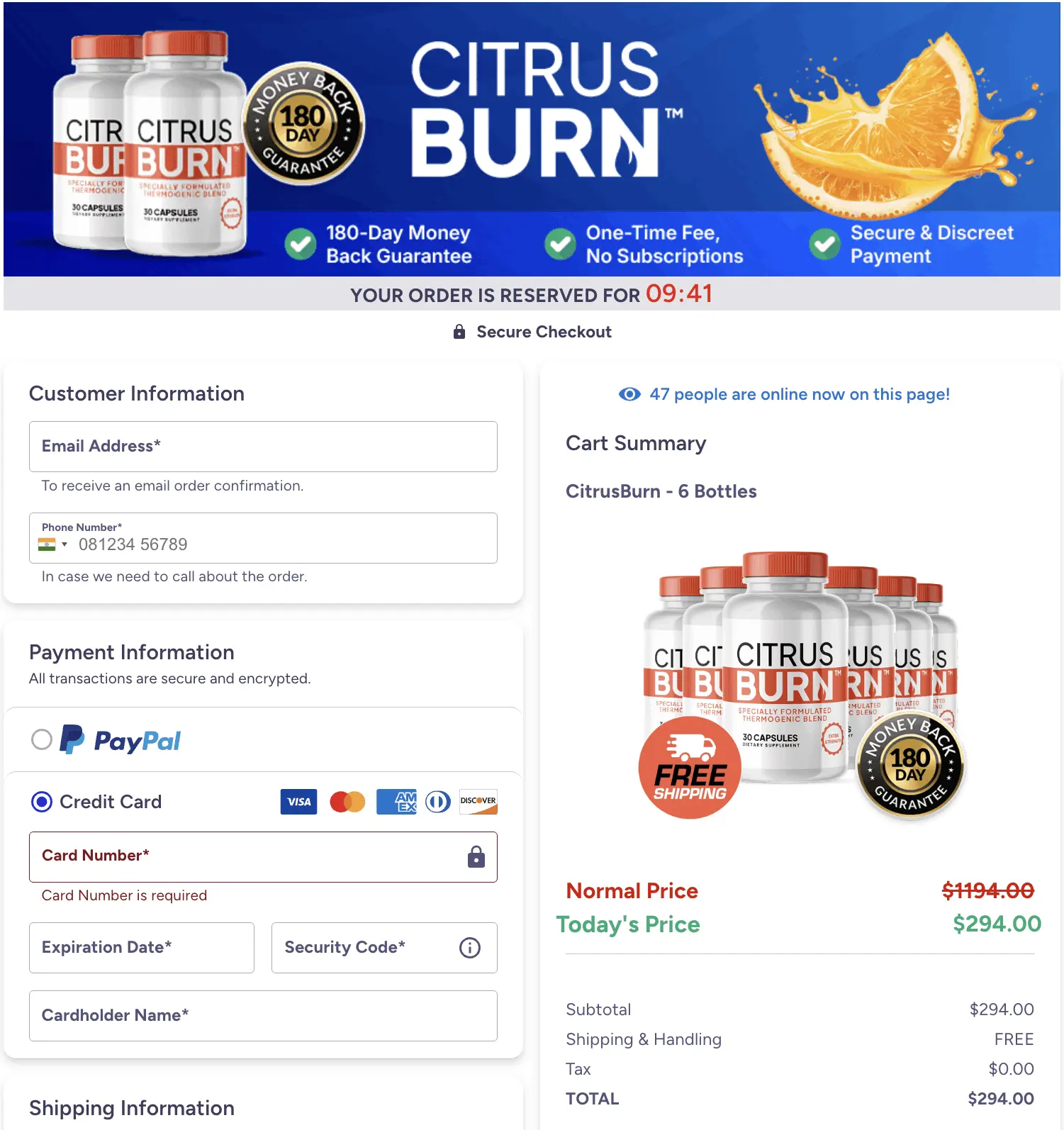 CitrusBurn-order-page